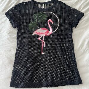 2000’s LF Emma & Sam Black Mesh Top Shirt Cover Up Size Small